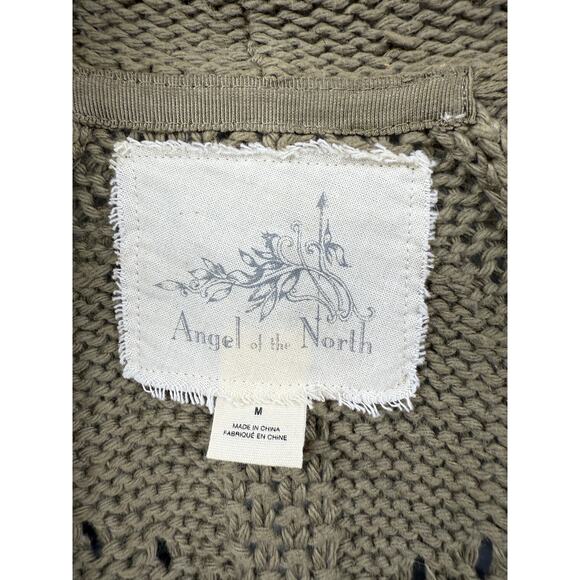Anthropologie Angel Of The‎ North Olive Green Cardigan Open Chunky Knit Size M - Picture 2 of 6